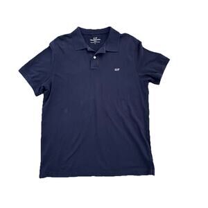 Vineyard Vines Mens Navy Whale Logo Pique Polo Shirt L Slim Fit
